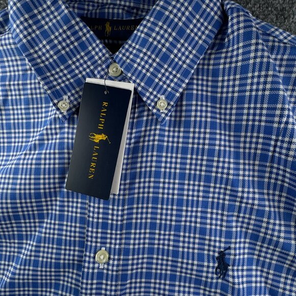 NWT Ralph Lauren Button Up Shirt Long Sleeve Slim Fit Blue Plaid Small Men - Picture 7 of 15